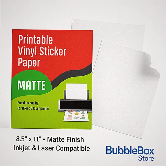 1000 Matte 8.5"x11" Printable Vinyl Sticker Paper for Inkjet Laser Waterproof