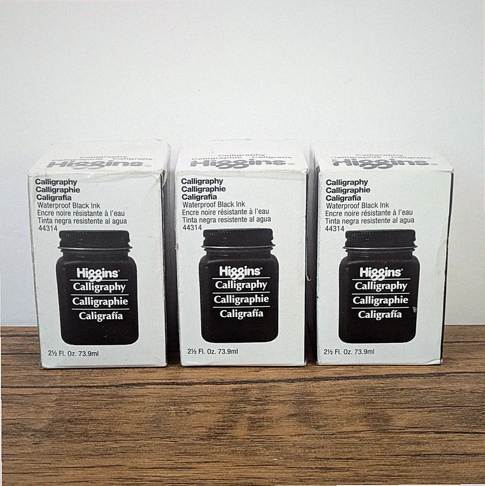 3 Pack - Higgins Waterproof Black Calligraphy Ink, 2.5oz (73.9ml) Bottle