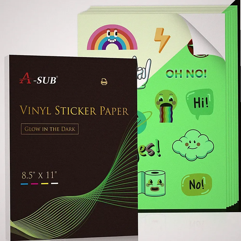A-SUB Glow In The Dark Vinyl Sticker Paper for Inkjet Printers Waterproof 8.5x11