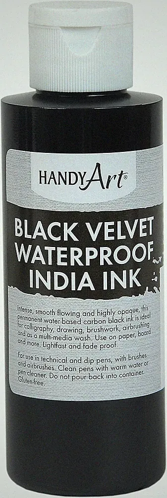Black Velvet Waterproof India Ink 4 Ounce