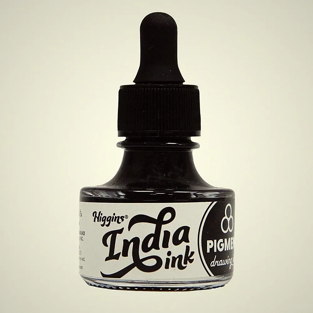Higgins Black India Pigment-Based Waterproof Drawing Ink 1 oz.