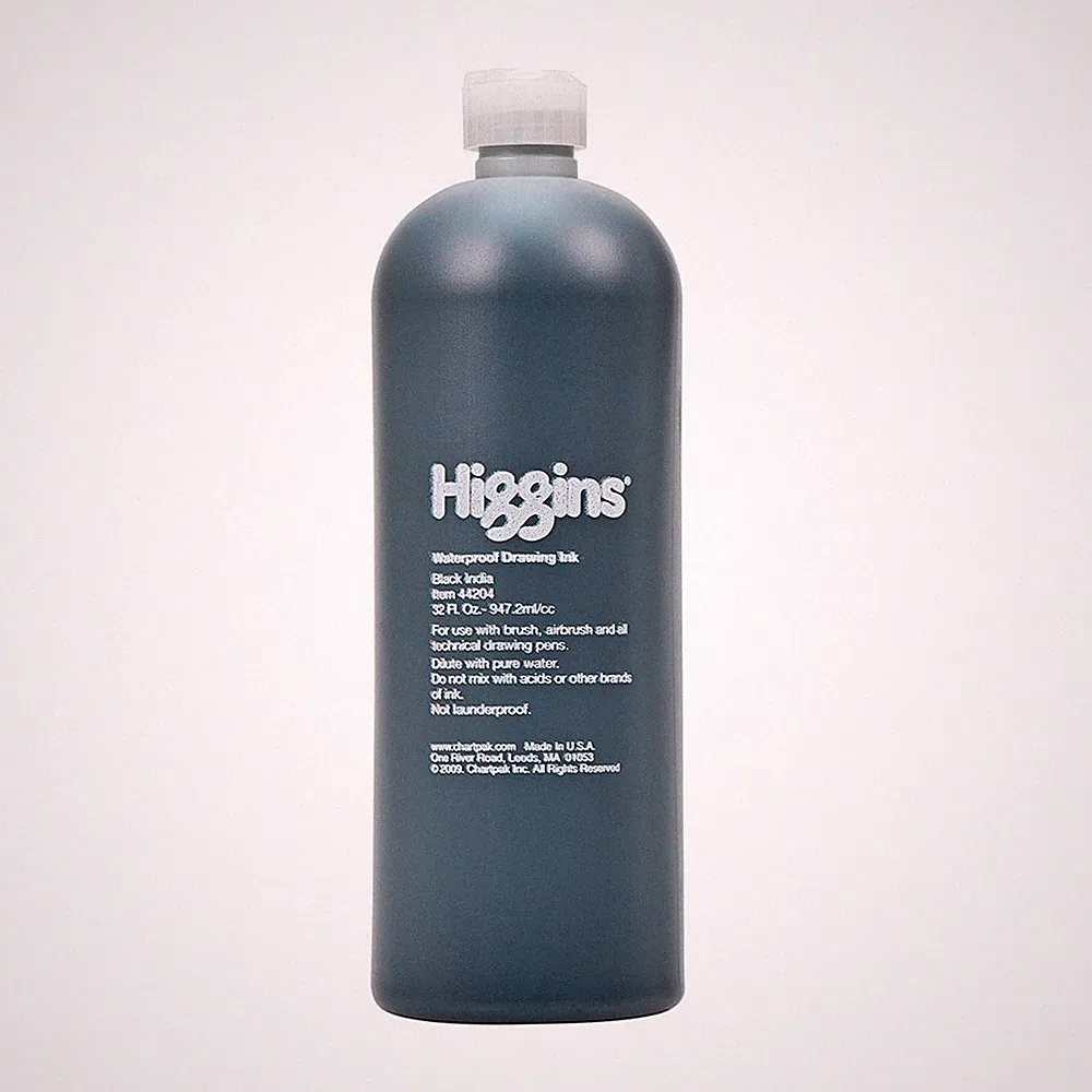 Higgins Black India Pigment-Based Waterproof Drawing Ink Quart