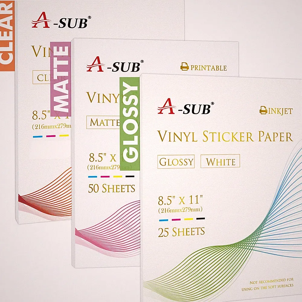 Lot A-SUB Printable Vinyl Sticker Paper Glossy or Matte White / Clear Waterproof