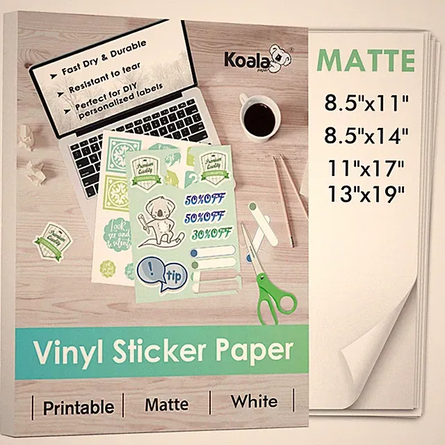 Lot Koala Printable Vinyl Sticker Paper Waterproof Matte 8.5x11 / 8.5x14 / 11x17
