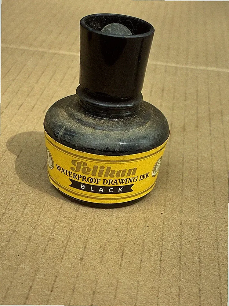 Old Pelikan Waterproof Drawing Ink Bottle black with ink Germany