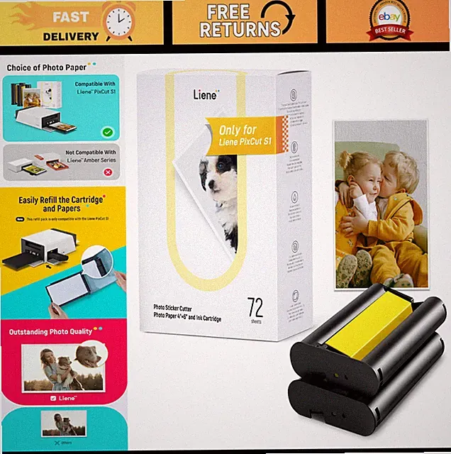 Photo Paper & Ink Cartridge Refill, 72 Sheets 4x6", Dye Sublimation, Water-Proof