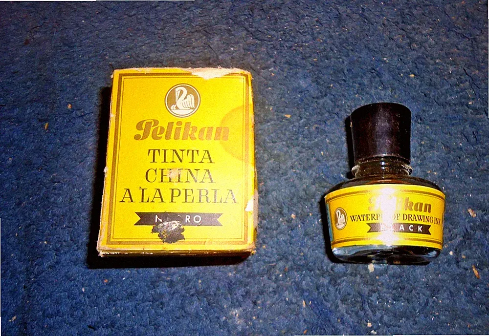 Vintage PELIKAN Waterproof Drawing Ink Bottle GERMANY Black Box