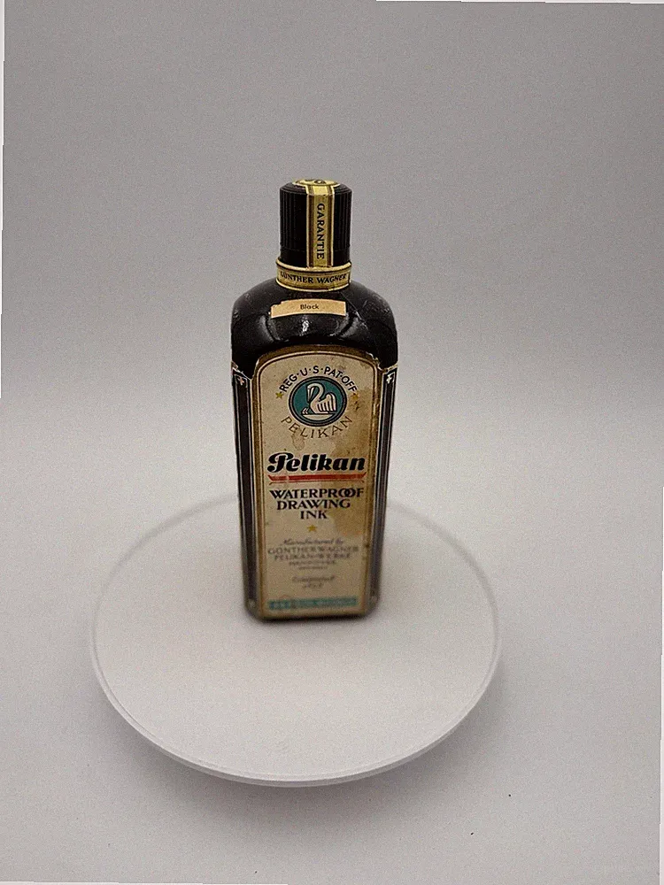 VTG, 6.5” PELIKAN Waterproof Drawing Ink Bottle, In Japanese Black, 18oz